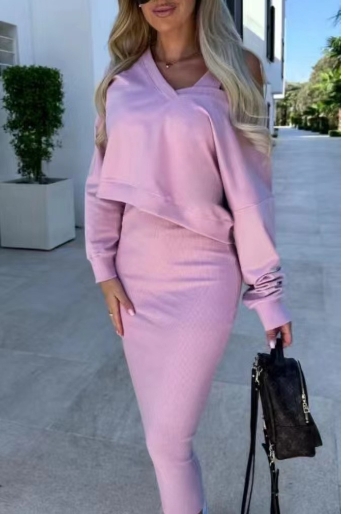 European and American women's vest skirt V-neck sweatshirt sweater set