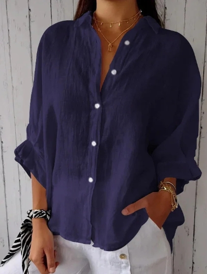 European and American cotton and linen back strap design shirt