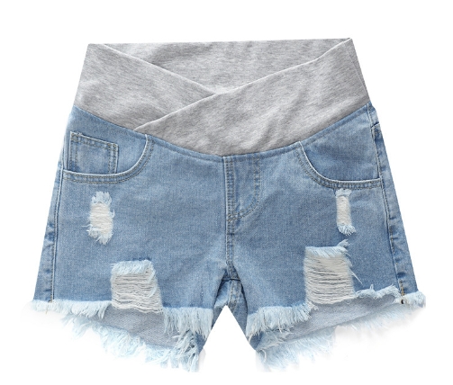 Low waisted denim shorts for pregnant women's summer wear, new spring loose maternity pants