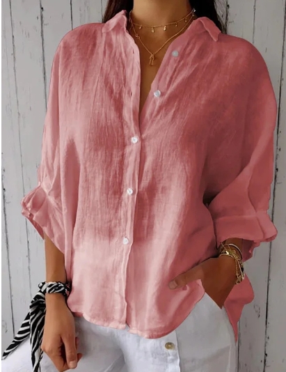 European and American cotton and linen back strap design shirt