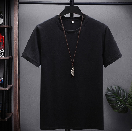 Thin milk silk solid color short sleeved men's T-shirt