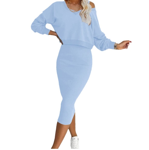 European and American women's vest skirt V-neck sweatshirt sweater set