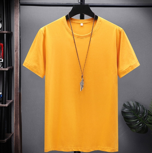 Thin milk silk solid color short sleeved men's T-shirt