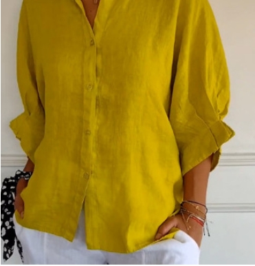 European and American cotton and linen back strap design shirt