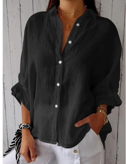 European and American cotton and linen back strap design shirt