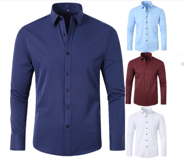 Korean version slim fit solid color shirt men's shirt simple business thin shirt