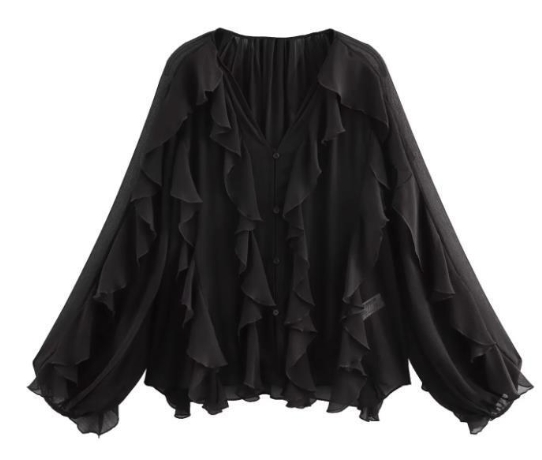 Fashionable bow tie tie layered decoration French lantern sleeve long sleeved shirt