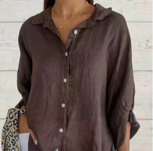 European and American cotton and linen back strap design shirt