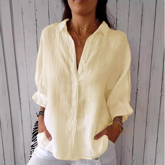 European and American cotton and linen back strap design shirt