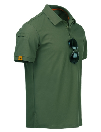 Summer outdoor quick drying short sleeved men's lapel T-shirt quick drying T-shirt