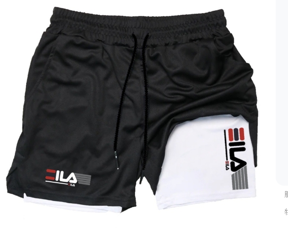 Men's double-layer basketball training and fitness pants, loose and breathable