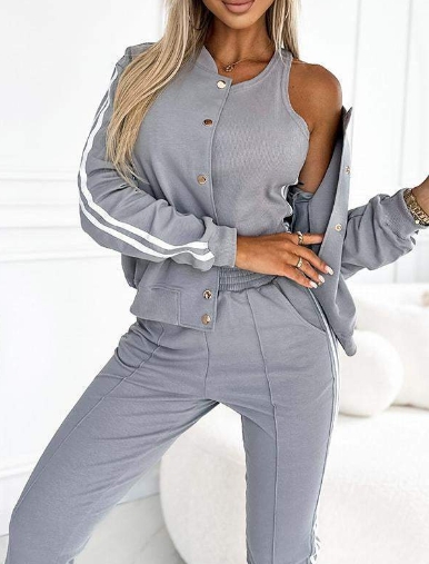 Cotton slim fit vest fashionable casual jacket three piece set