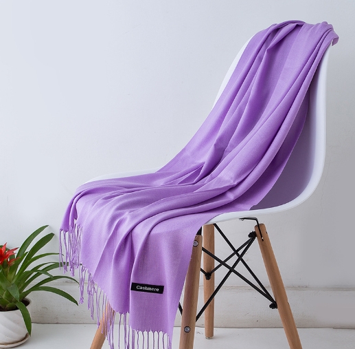 Solid color imitation cashmere scarf, medium to long length, warm and paired with sweet tassel scarf