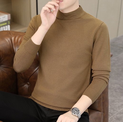 Half high neck warm sweater for men, autumn and winter new style, simple and minimalist