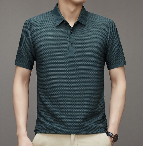 Men's ice silk lapel polo shirt, men's short sleeved T-shirt, men's clothing