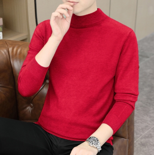 Half high neck warm sweater for men, autumn and winter new style, simple and minimalist