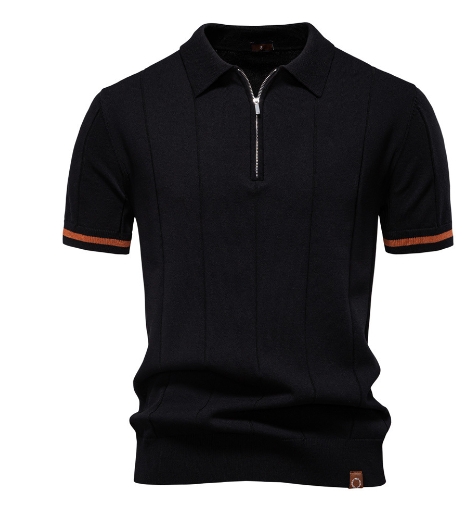 Business and leisure woolen collar knitted polo shirt short sleeved