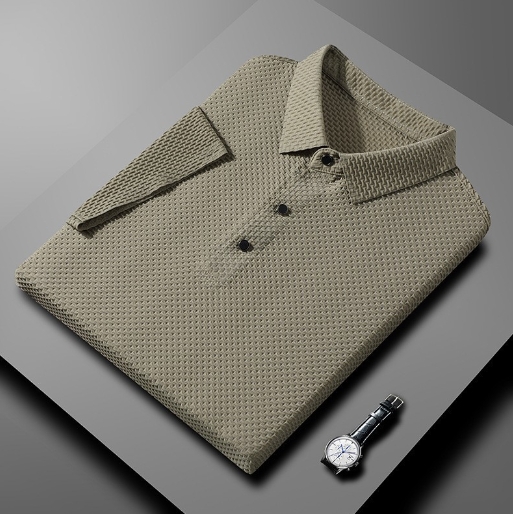 Men's ice silk lapel polo shirt, men's short sleeved T-shirt, men's clothing