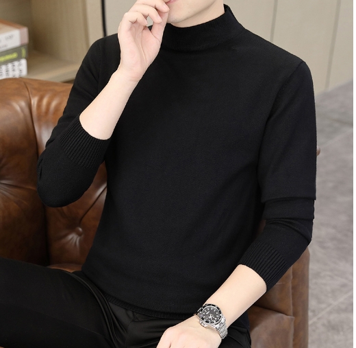 Half high neck warm sweater for men, autumn and winter new style, simple and minimalist