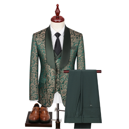 Men's jacquard suit, wedding dress, groom's suit, host's performance outfit
