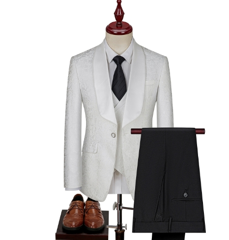 Men's jacquard suit, wedding dress, groom's suit, host's performance outfit