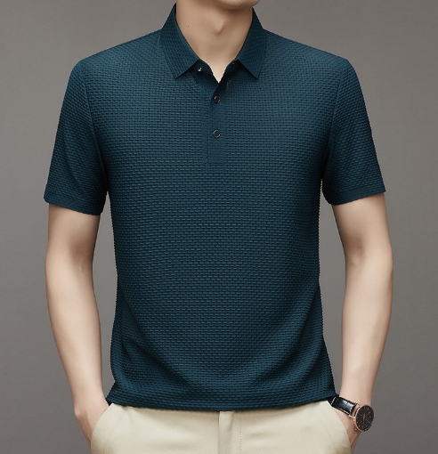Men's ice silk lapel polo shirt, men's short sleeved T-shirt, men's clothing