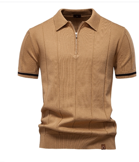 Business and leisure woolen collar knitted polo shirt short sleeved