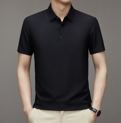 Men's ice silk lapel polo shirt, men's short sleeved T-shirt, men's clothing