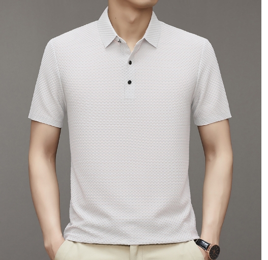 Men's ice silk lapel polo shirt, men's short sleeved T-shirt, men's clothing