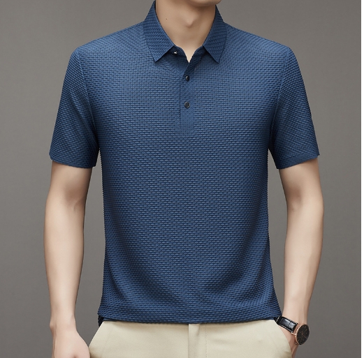 Men's ice silk lapel polo shirt, men's short sleeved T-shirt, men's clothing