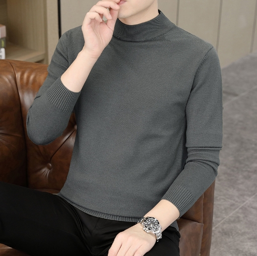 Half high neck warm sweater for men, autumn and winter new style, simple and minimalist
