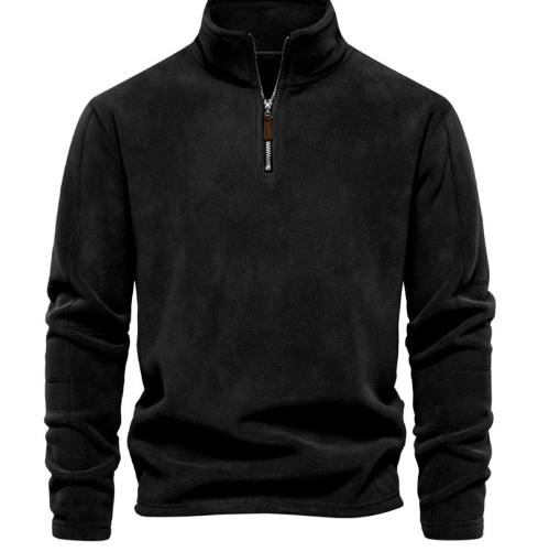 Men's fleece stand up collar half zip long sleeved sweatshirt