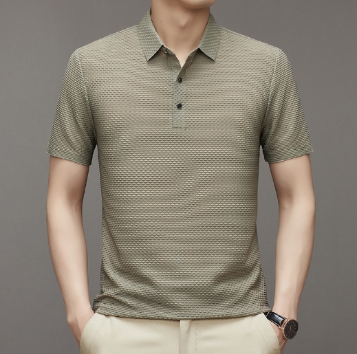 Men's ice silk lapel polo shirt, men's short sleeved T-shirt, men's clothing