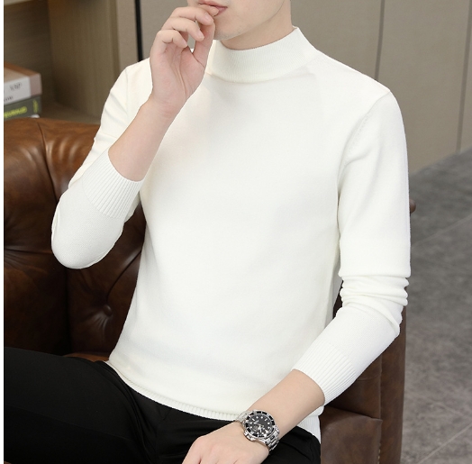 Half high neck warm sweater for men, autumn and winter new style, simple and minimalist