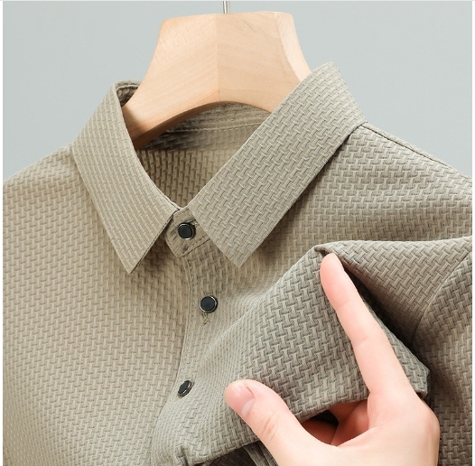 Men's ice silk lapel polo shirt, men's short sleeved T-shirt, men's clothing