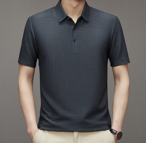 Men's ice silk lapel polo shirt, men's short sleeved T-shirt, men's clothing