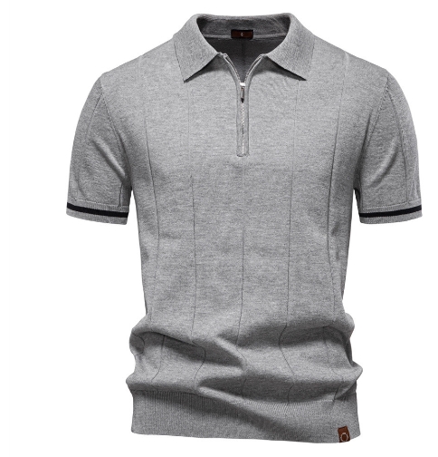 Business and leisure woolen collar knitted polo shirt short sleeved