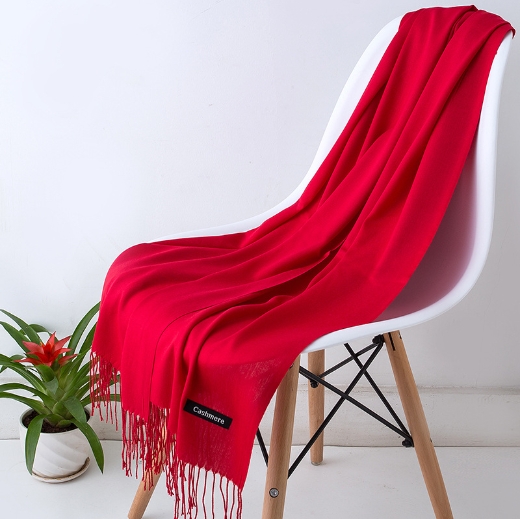 Solid color imitation cashmere scarf, medium to long length, warm and paired with sweet tassel scarf