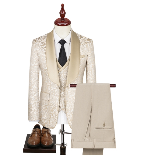 Men's jacquard suit, wedding dress, groom's suit, host's performance outfit