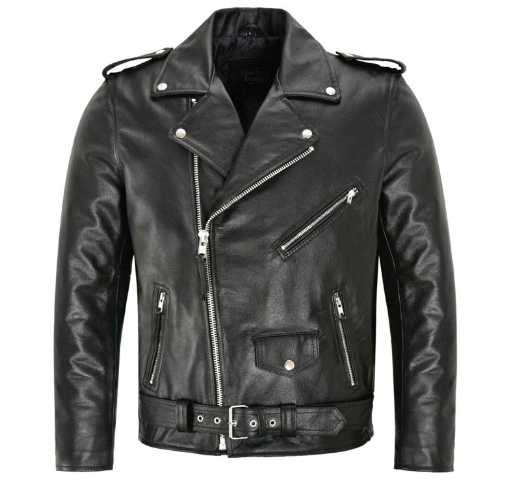 Men's leather jacket, trendy men's motorcycle leather jacket