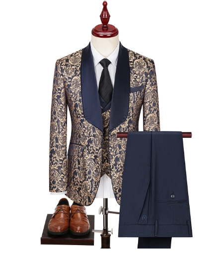 Men's jacquard suit, wedding dress, groom's suit, host's performance outfit