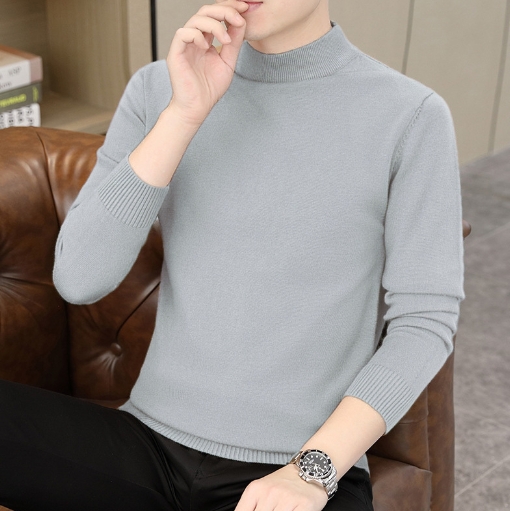 Half high neck warm sweater for men, autumn and winter new style, simple and minimalist