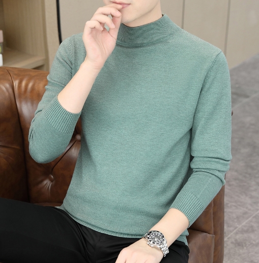Half high neck warm sweater for men, autumn and winter new style, simple and minimalist