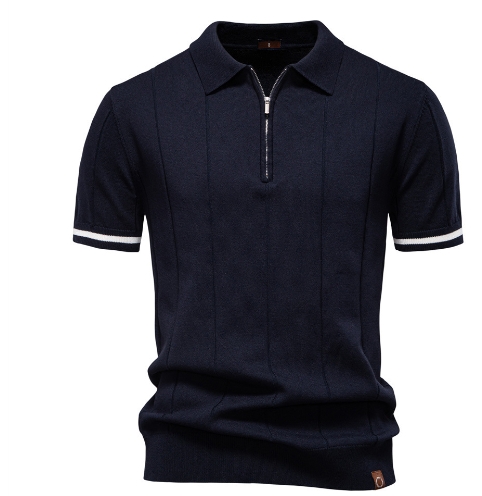 Business and leisure woolen collar knitted polo shirt short sleeved