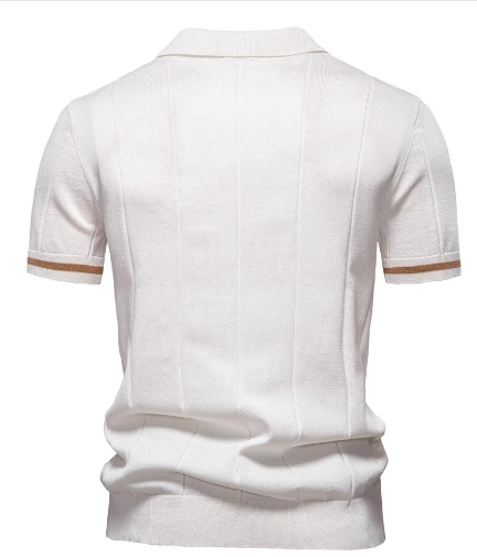 Business and leisure woolen collar knitted polo shirt short sleeved