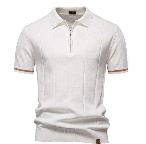 Business and leisure woolen collar knitted polo shirt short sleeved