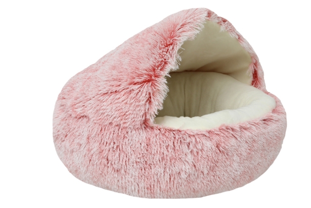 Pet Long Velvet Shell Nest Semi Enclosed Cat Nest Dog Nest Winter Warm Pet Bed