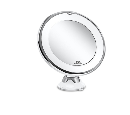 Makeup mirror with LED fill light 10X magnification suction cup folding internet famous beauty mirror