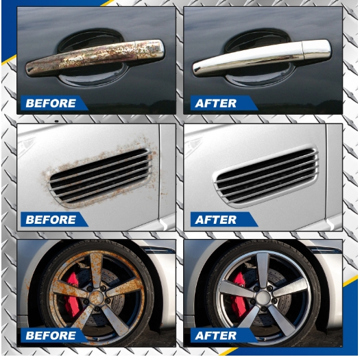 Mild cleaning, rust prevention, rust remover, decontamination, spray for automotive products