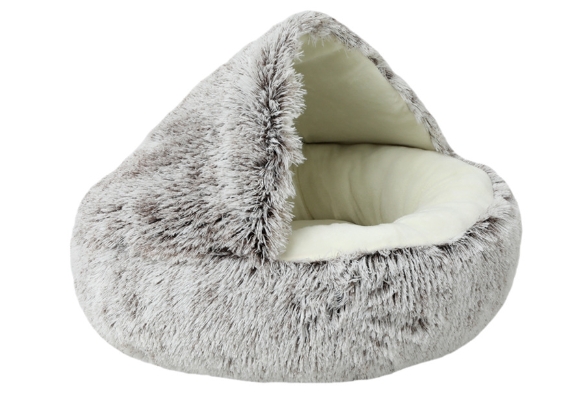 Pet Long Velvet Shell Nest Semi Enclosed Cat Nest Dog Nest Winter Warm Pet Bed